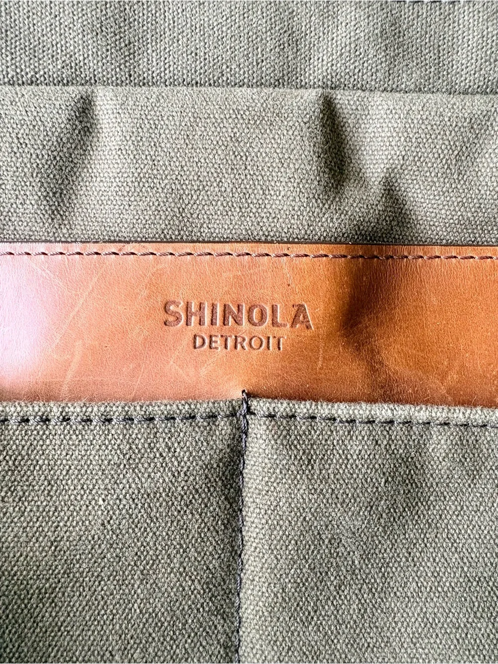 Shinola Mack waxed canvas messenger bag